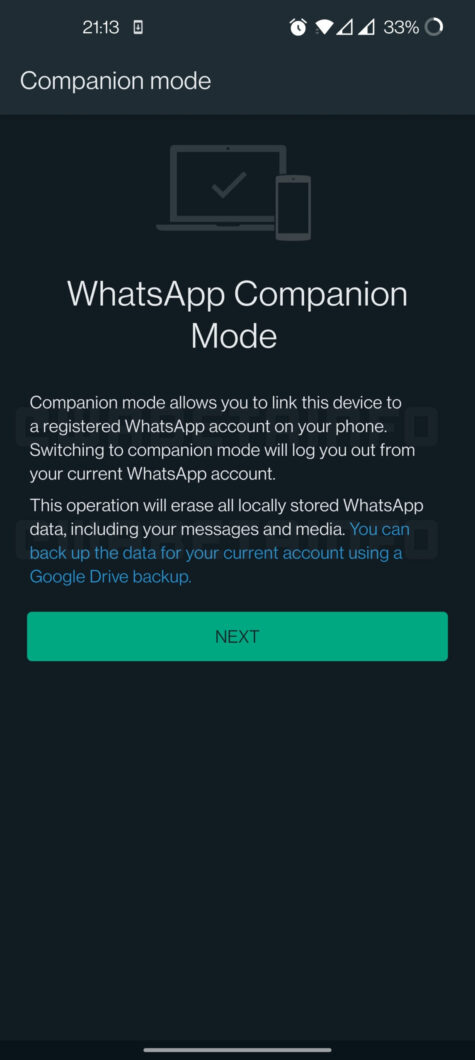 WhatsApp aparentemente não vai deixar usar mais de uma conta em um único celular (Imagem: Reprodução/WABetaInfo)