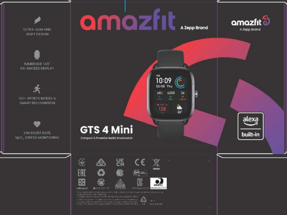 Caixa do Amazfit GTS 4 Mini
