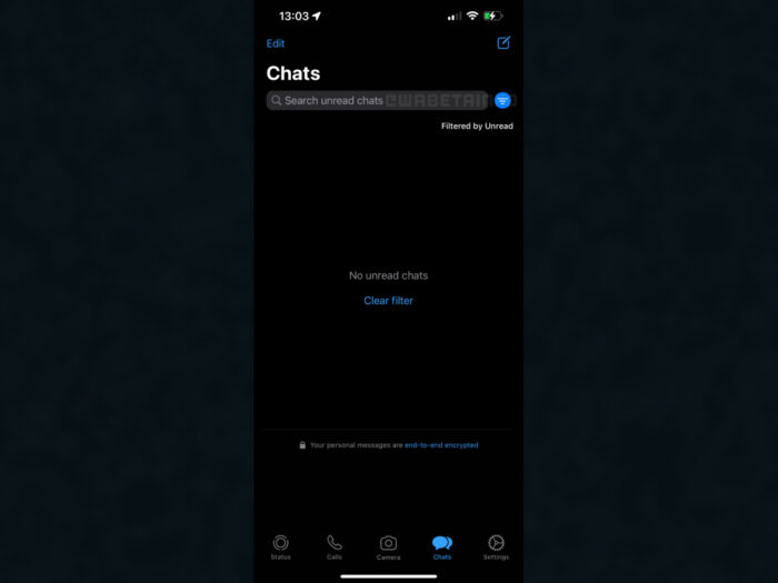 WhatsApp beta para iOS ganha função de filtros para encontrar mensagens não lidas (Imagem: Reprodução/WABetainfo)