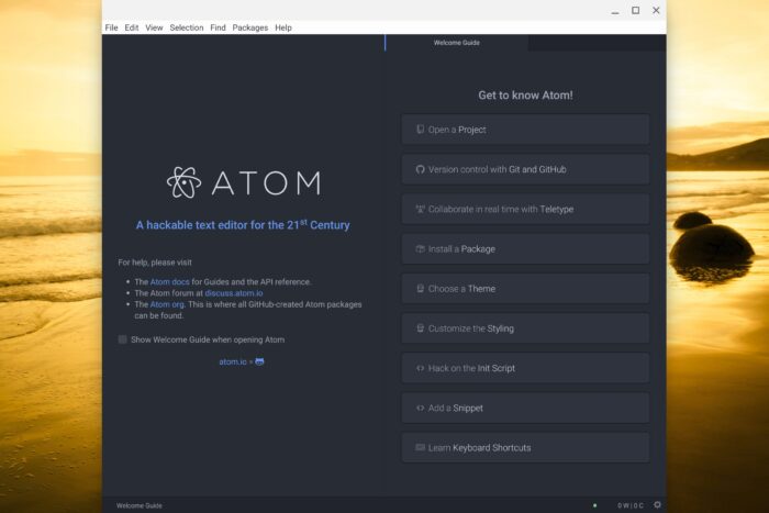 Editor de código Atom (imagem: reprodução/GitHub)