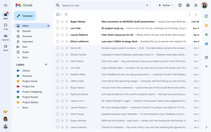 Novo layout do Gmail