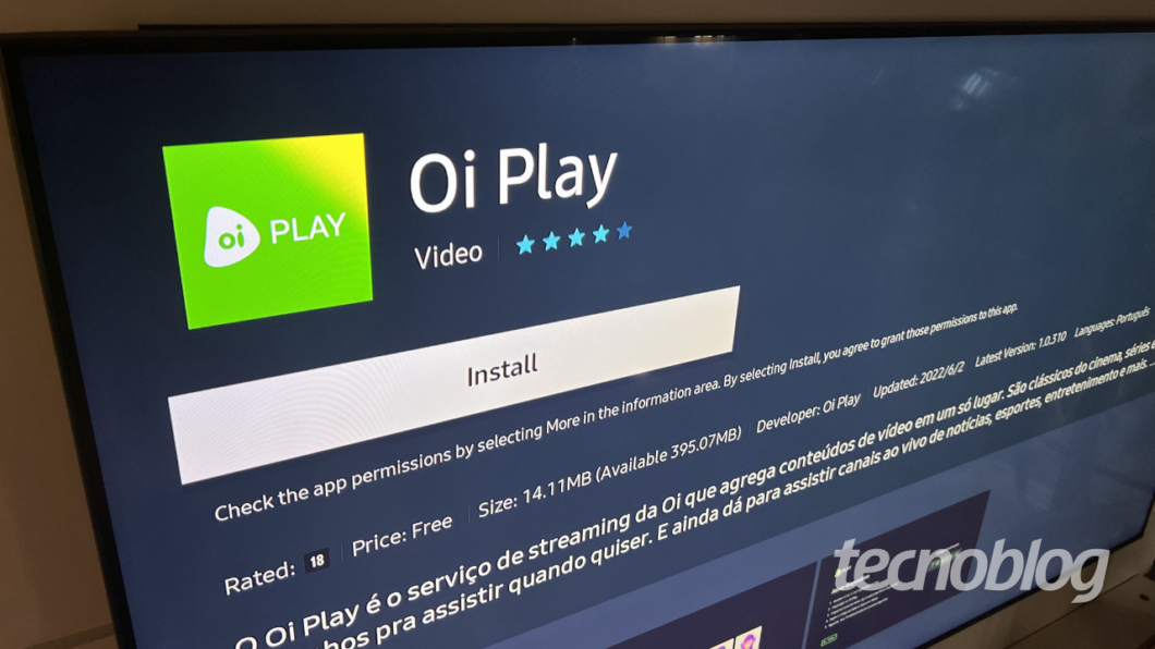 App Oi Play em smart TV da Samsung