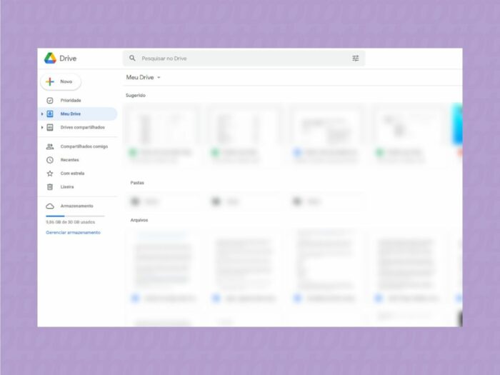 Interface do Google Drive