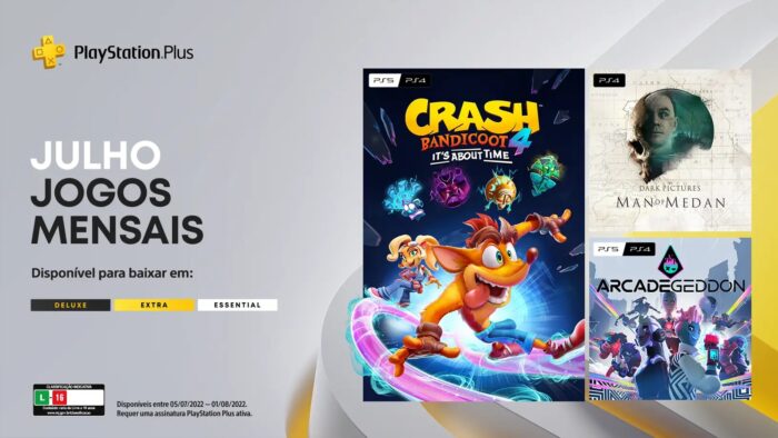 PS Plus de julho dá Crash 4, Man of Medan e Arcadegeddon como jogos grátis