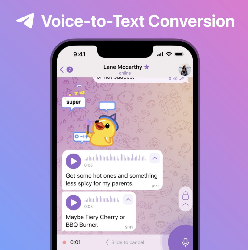 Telegram Premium oferece opção para transcrever mensagens de voz (Imagem: Reprodução/Telegram)