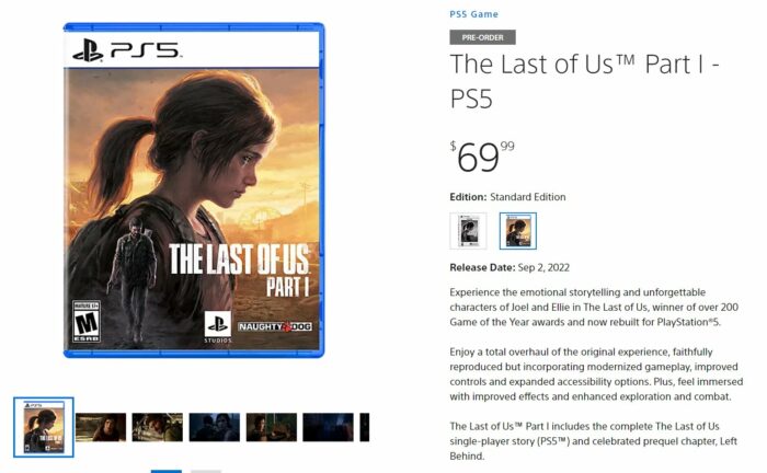 Preço de The Last of Us Part I no site da PlayStation (Imagem: Reprodução/Twitter)