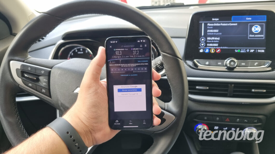Teste de velocidade do Wi-Fi fornecido pelo Chevrolet Tracker 
