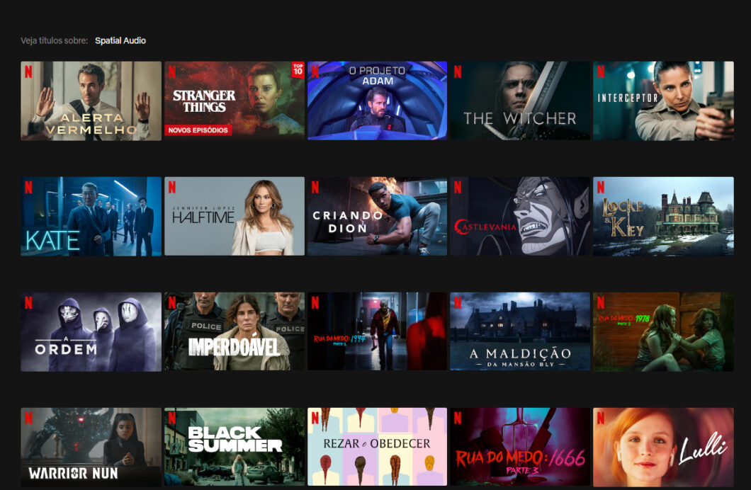 Produções com áudio espacial na Netflix (Imagem: Reprodução/Netflix)