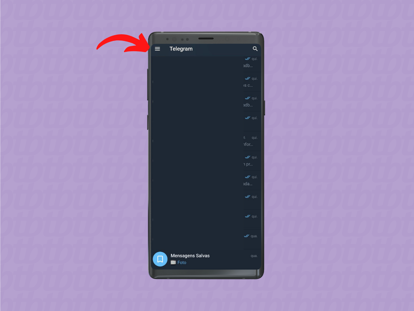 Acesse o menu do Telegram para Android (Imagem: Reprodução/Tecnoblog)