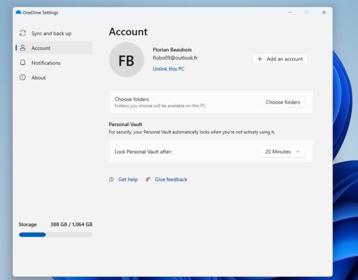Suposta nova versão do OneDrive para Windows 11 (imagem: Twitter/Florian)