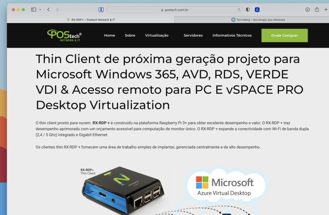 RX-RDP+ aparece em site de empresa brasileira (Imagem: Reprodução/Tecnoblog)