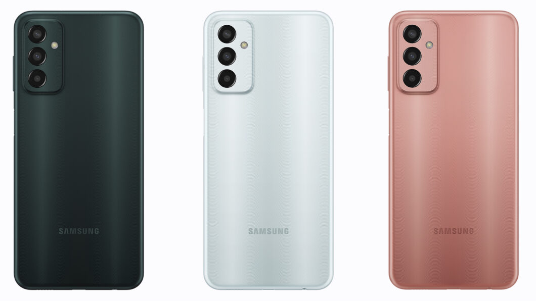 Galaxy M13 conta com três opções de cores (Imagem: Divulgação/Samsung)