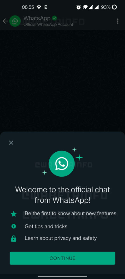 Chat oficial do WhatsApp ainda está em desenvolvimento (Imagem: Reprodução/WABetaInfo)