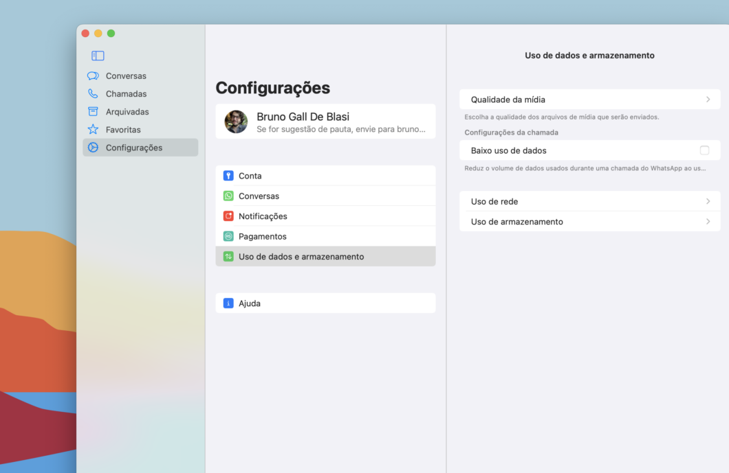 WhatsApp para Mac terá configurações mais detalhadas (Imagem: Reprodução/Tecnoblog)