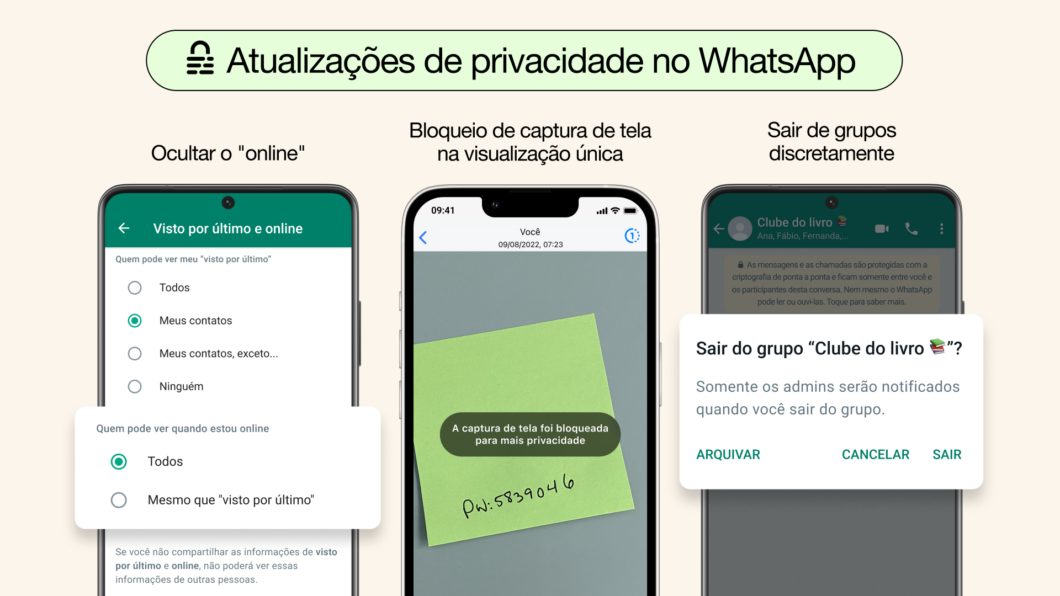 Novos recursos de privacidade do WhatsApp