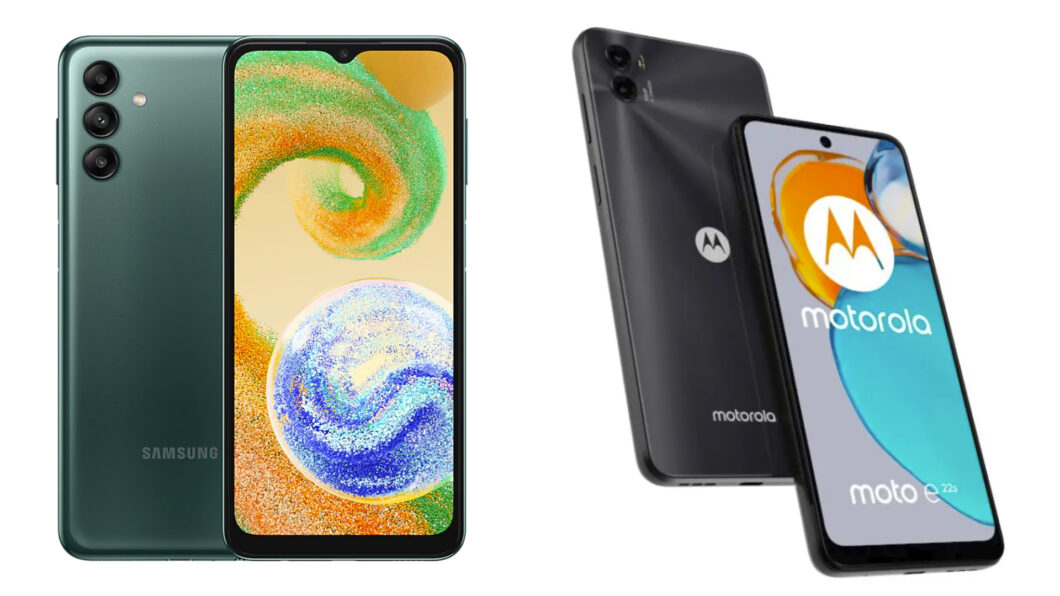 Samsung e Motorola anunciam novos celulares básicos: Galaxy A04s e Moto E22s (Imagem: DIvulgação)