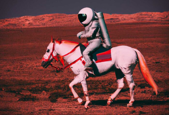 Imagem de astronauta em um cavalo gerada pelo Dall-E (imagem: reprodução/OpenAI)