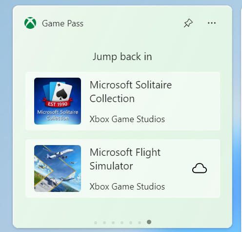 With the update, it is possible to enter Game Pass directly from the Widget