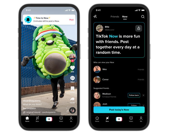 TiKTok Now is a copy of BeReal that allows you to create even more content / TikTok / Outreach