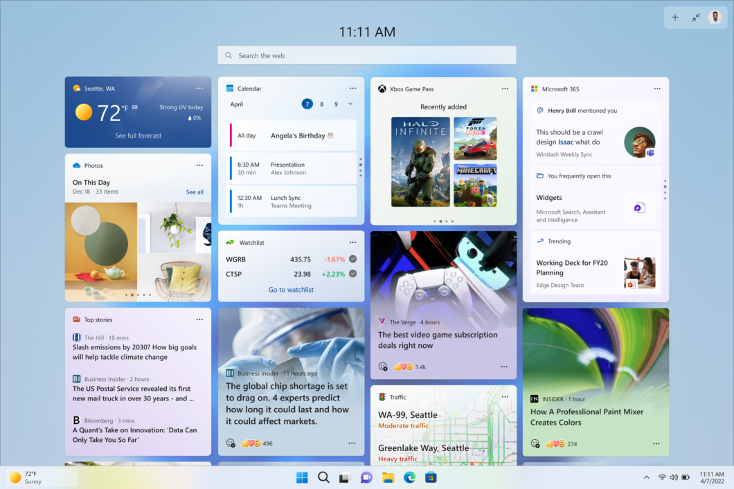 Agora dá para ver os Widgets em uma visão expandida no Windows 11