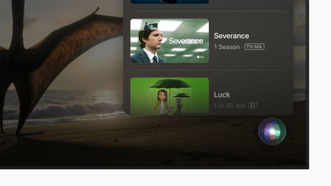 Novo interface da Siri no tvOS 16