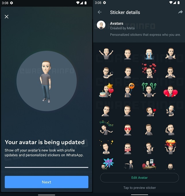 WhatsApp para Android deixará criar avatar com pacote de figurinhas / WABetaInfo / Reprodução