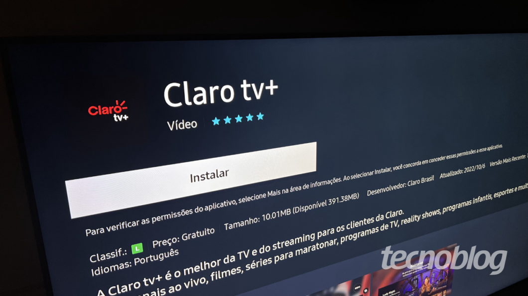 Claro TV+ chega às TVs Samsung com sistema operacional Tizen