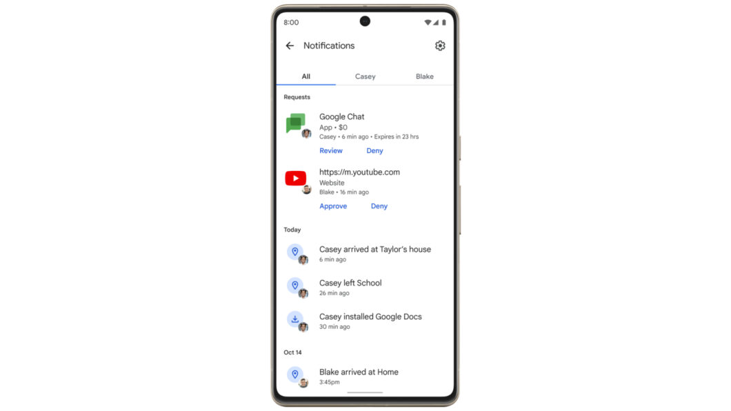 Google Family Link notifications (Image: Handout/Google)