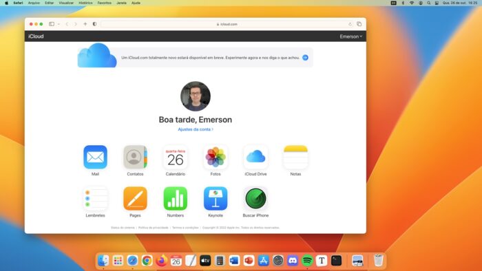 A interface atual do iCloud (imagem: Emerson Alecrim/Tecnoblog)