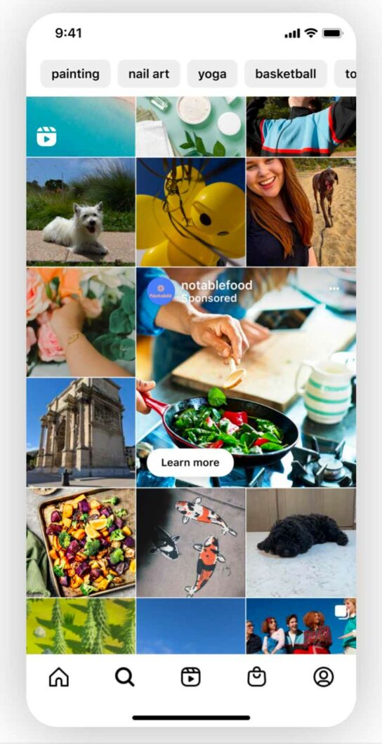 Instagram will show ad in the post grid of the Explore tab (Image: Playback)