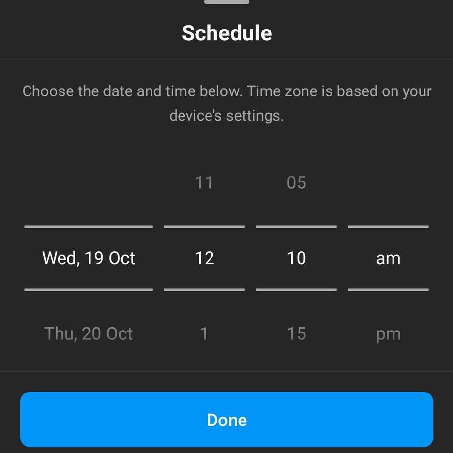 Instagram experiments with scheduling option for posts (Image: Playback/Matt Navarra/Twitter)