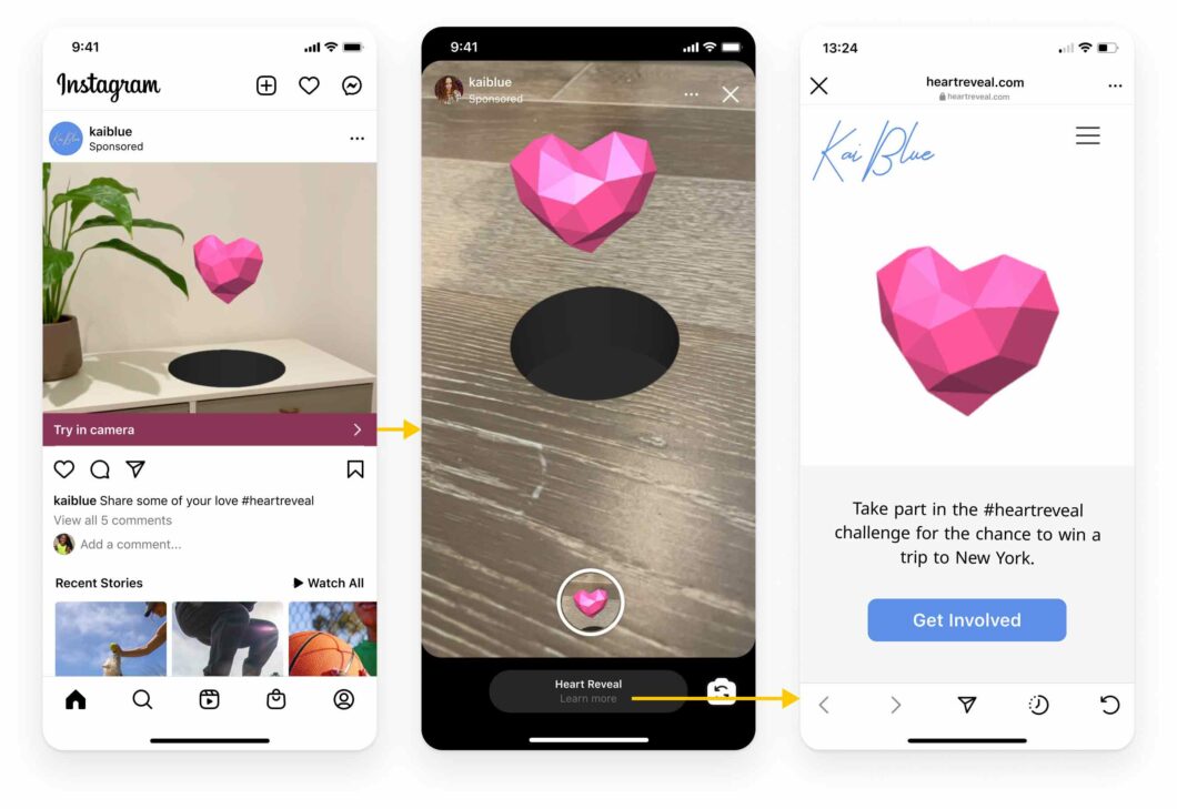 Instagram prepara uma modalidade de anúncios com realidade aumentada (Imagem: Reprodução)