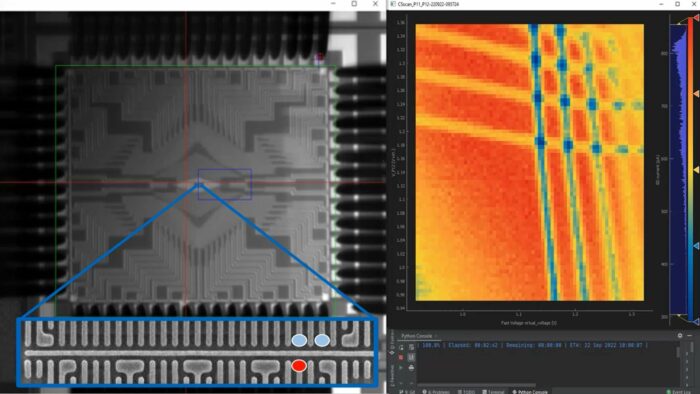 Na imagem aumentada, 16 pontos quânticos formados quando o Cryoprober entrou em ação sobre o chip (imagem: divulgação/Intel)