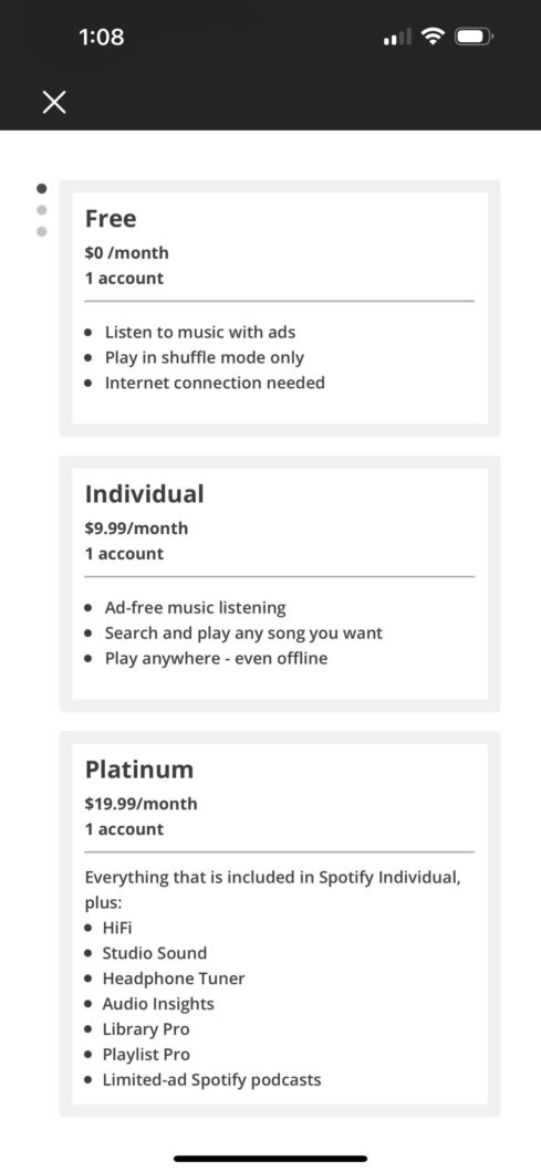 Spotify Platinum aparece em pesquisa enviada a um usuário (Imagem: Reprodução/Reddit)