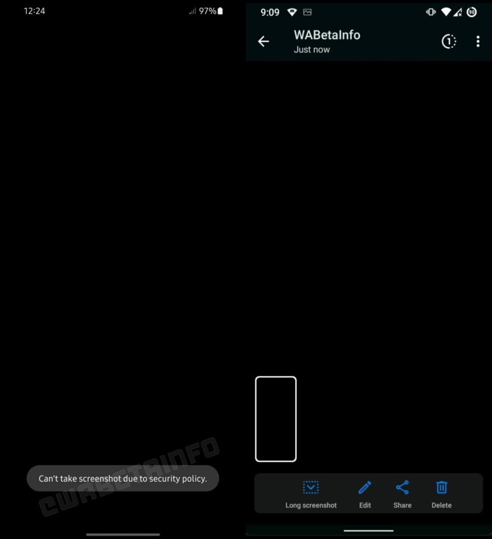 WhatsApp testa bloqueio de capturas de tela em mídias com visualização única (Imagem: Reprodução/WABetaInfo)