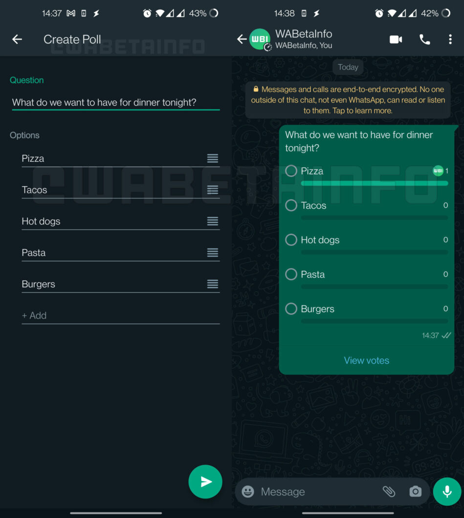 Polls on WhatsApp for Android (Image: Playback/WABetaInfo)