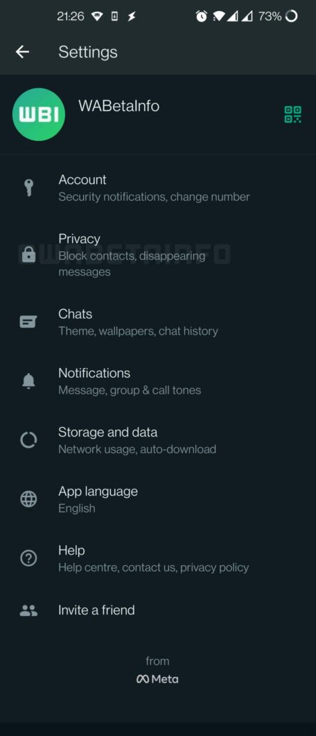 WhatsApp testa menu de privacidade na tela inicial das configurações (Imagem: Reprodução/WABetaInfo)