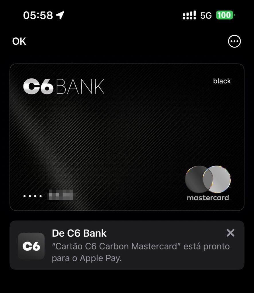 C6 Bank chega ao Apple Pay (Imagem: Reprodução/Apple)