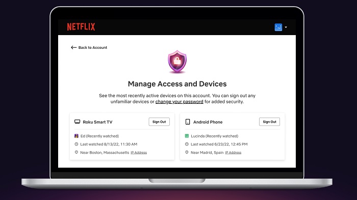 Netflix now lets you view and log out of devices linked to your account / Netflix / Disclosure