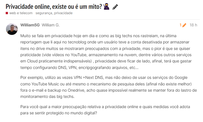 pergunta william comunidade tb