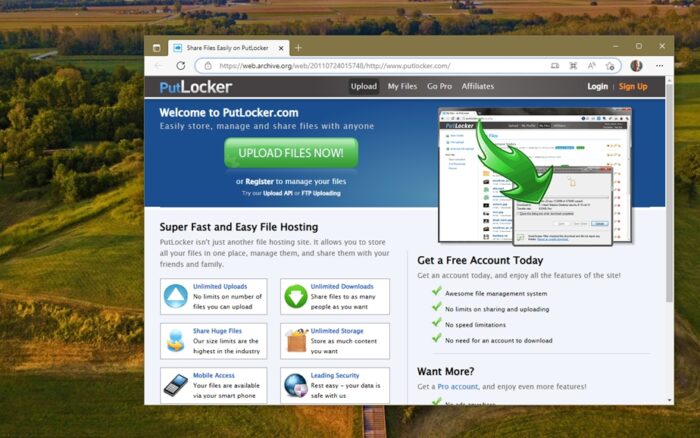 Putlocker.com em 2011 (imagem: reprodução/Wayback Machine)