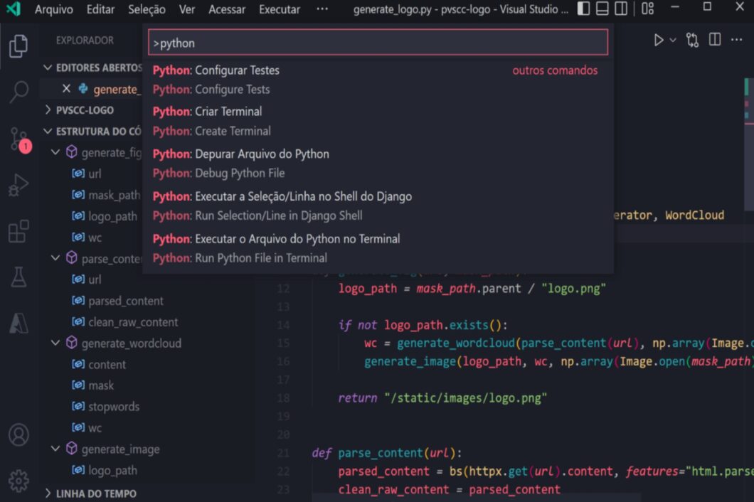 Python no Visual Studio Code (imagem: reprodução/Microsoft)