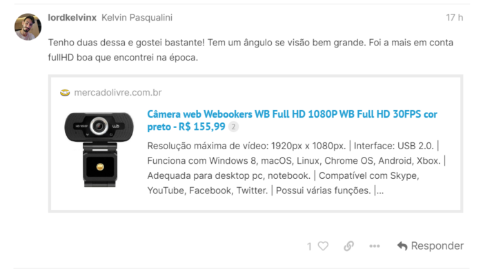 Indicação de webcam