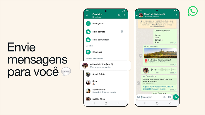 Finalmente WhatsApp deixa abrir conversa com você mesmo no app / WhatsApp / Divulgação