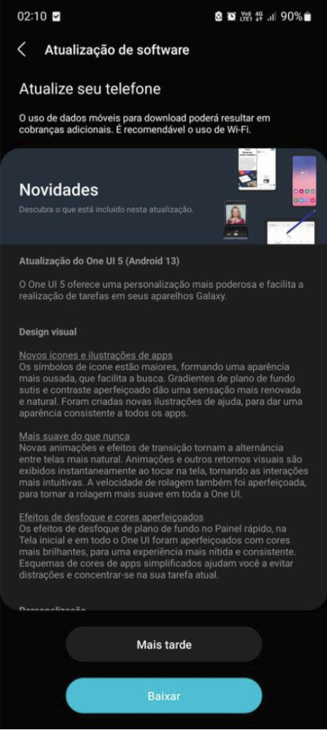 Galaxy M52 recebe Android 13 no Brasil (Imagem: Reprodução/Samsung Members)