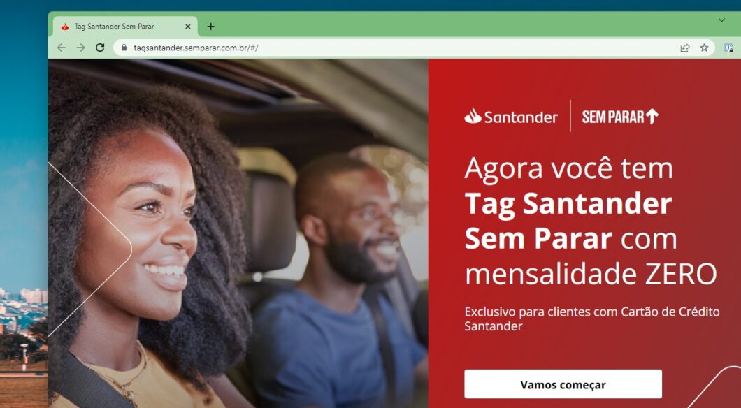 Tag Sem Parar Santander  exige recarga mínima de R$ 50 (Imagem: Reprodução)