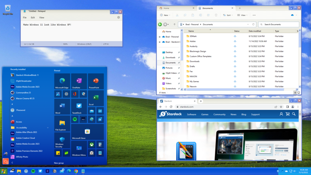 Você pode deixar o Windows 11 parecido com o Windows XP com o WindowBlinds 11 (Imagem: Divulgação/Stardock)