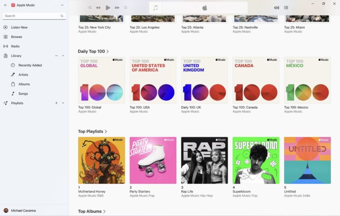 Apple Music para Windows 11 (imagem: divulgação/Microsoft Store)