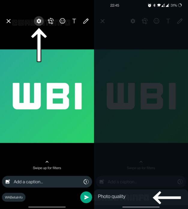 Função para escolha de qualidade da foto no WhatsApp beta (imagem: WABetaInfo)