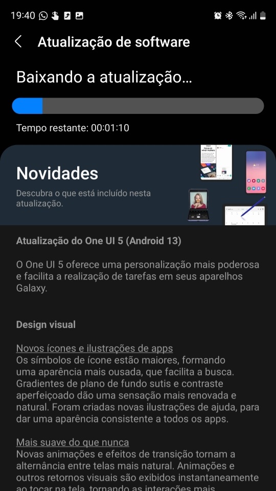 Galaxy S20 FE 5G recebe o Android 13 no Brasil (Imagem: Reprodução/Comunidade do Tecnoblog)